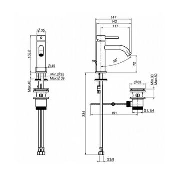Смеситель для раковины Fima Carlo Frattini Spillo Up F3031XSNS Черный — фото 2, Смесители для раковины