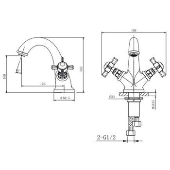 Смеситель для раковины Caprigo Bristol 21-520-vot Бронза — фото 2, Смесители для раковины