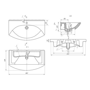 ЛАГУНА, 85 см, мебельный умывальник, керамический — фото 5, Мини-раковины