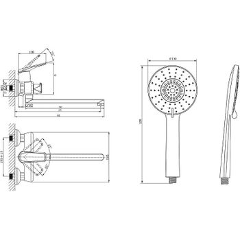 Смеситель для ванны Rush Nevis NE1735-51Black универсальный Черный матовый — фото 4, Смеситель для ванны