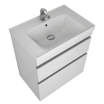 Тумба GRACE PLUS, 70 см, подвесная/напольная, 2 ящика, с опорами, белый глянец — фото 3, Тумбы под раковину