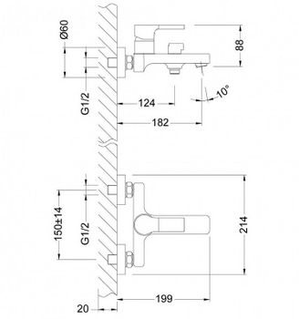 Смеситель для ванны Lemark Aura LM0614C Хром Синий — фото 2, Смеситель для ванны
