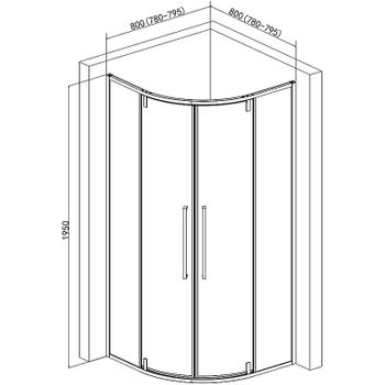 Душевой уголок AQUAme 80x80 AQM7101-8 профиль Хром стекло прозрачное — фото 3, Душевые уголки четверть круга