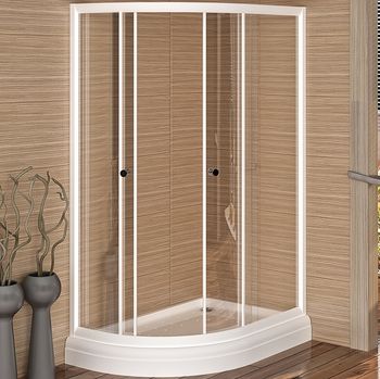 Душевой уголок Radomir 116x76 1-09-1-0-0-0080 профиль Белый стекло прозрачное — фото 1, Асимметричные душевые уголки