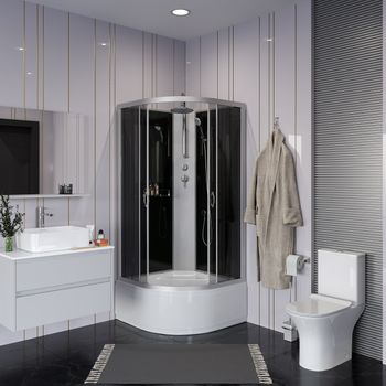 Душевая кабина Niagara Classic NG-2507-14BKT (80х80х210) высокий поддон(40см),стекло тонированное,4  — фото 3, Душевые кабины