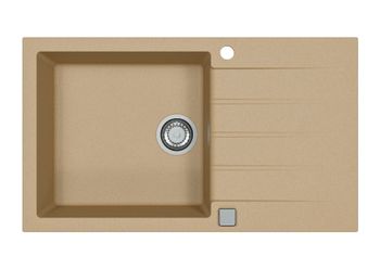 Мойка для кухни ALVEUS GRANITAL CADIT 40 BEIGE - G55 860 X 500 1X в комплекте с сифоном 1132823, — фото 1, Кухонные мойки