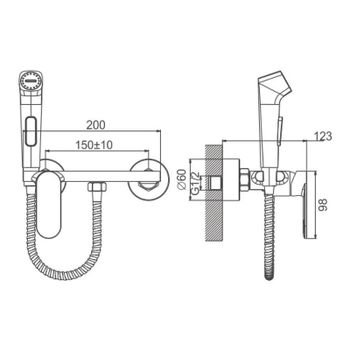 Гигиенический душ со смесителем Belz B55645-5 Золото матовое — фото 2, Гигиенические души