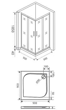 Душевой уголок Good Door Infinity CR-90-G-CH 90х90 профиль Хром стекло Грейп — фото 2, Квадратные душевые уголки