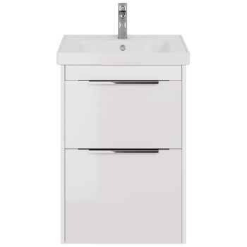 Тумба PRIME, 60 см, подвесная/напольная, 2 ящика, белый глянец — фото 9, Тумбы под раковину