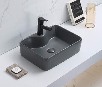 Раковина-чаша CeramaLux 48 7291MDH-2 Серая — фото 1, Раковины накладные