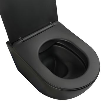 Унитаз подвесной безободковый AQUATEK ВЕГА AQ1905-MB 525*360*320 мм, горизонтальный выпуск, черный м — фото 4, Подвесные унитазы