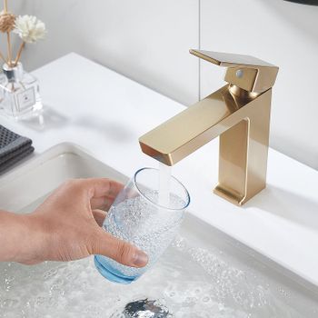 Смеситель для раковины Rose R18G R1801G-1 Золото матовое — фото 5, Смесители для раковины