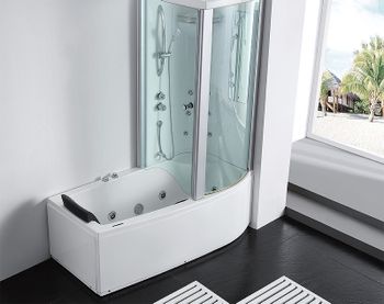Акриловая ванна с душевой кабиной Gemy 170х85 G8040 B R с гидромассажем — фото 4, Акриловые ванны