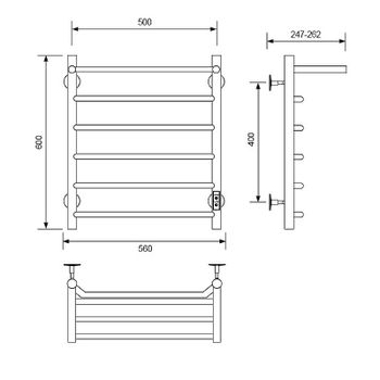 Электрический полотенцесушитель Comfysan Scola EC-6 60x50 016876 с полкой Черный матовый — фото 2, Электрические полотенцесушители