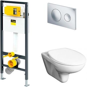 Комплект унитаза Roca Mateo 346200000+ZRU9302815 с инсталляцией Viega Prevista Dry 792855 с сиденьем — фото 1, Комплекты унитаз + инсталляция