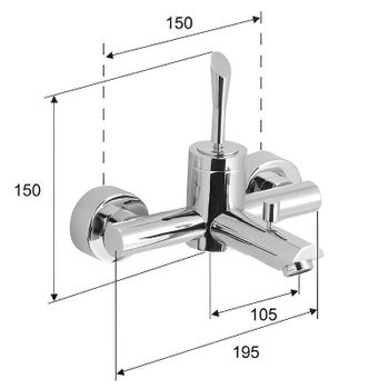 Смеситель для ванны Remer Jazz J05 Хром — фото 2, Смеситель для ванны