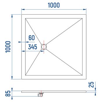 Душевой поддон IN-100100 графит квадрат 100*100 — фото 6, Душевые поддоны из искусственного камня