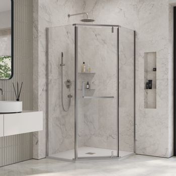 Душевой уголок INRAIN MIT-081 /  90х 90х195 / Трапеция / Хром / Прозрачное / 8 мм — фото 1, Душевые уголки трапеция