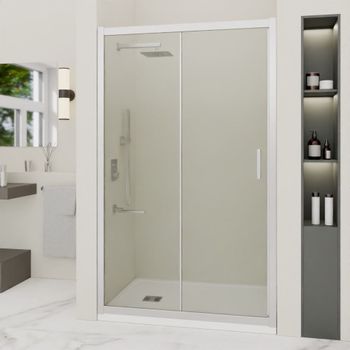 Душевая дверь INRAIN VIN-016 / 140х195 / Хром / Прозрачное / 6 мм — фото 1, Раздвижные душевые двери