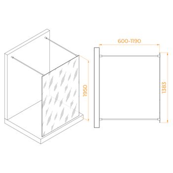 Душевая перегородка INRAIN MONT-016 / 140х195 / Хром / Прозрачное / 8 мм — фото 2, Душевые перегородки