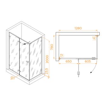 Душевой уголок 130* 80*200 RGW SV-040-B Прямоуг./Чёрный/Прозрачное/8 мм (2 уп.) — фото 6, Прямоугольные душевые уголки