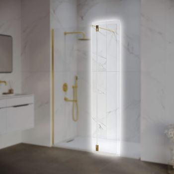 Боковая панель  30*195 RGW Z-071-Gb Золото браш/Прозрачное/8 мм (Easy) — фото 1, Боковые стенки