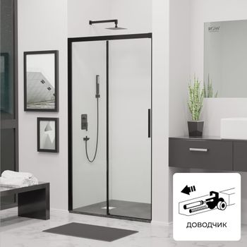 Душевая дверь 160*195 RGW LE-12-B Чёрный/Прозрачное/6 мм (Easy) — фото 1, Раздвижные душевые двери