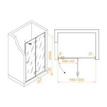 Душевая дверь 120*200 RGW SV-004-Gr Серый/Прозрачное/8 мм (EasyClean) — фото 2, Распашные душевые двери