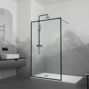 Душевая перегородка 120*200 RGW WA-012 B  Чёрный/Прозрачное(Принт)/8 мм — фото 2, Душевые перегородки