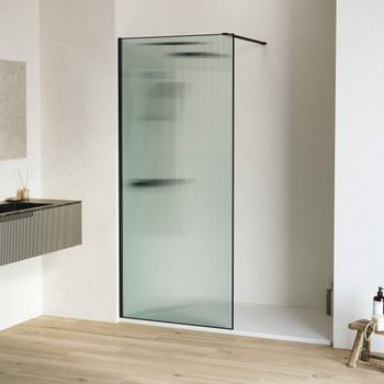 Душевая перегородка 140*195 RGW WA-08-B Чёрный/Ребристое/8 мм (Easy) — фото 1, Душевые перегородки