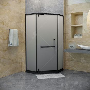 Душевой уголок  90*90*195 RGW HO-084-B Трапеция/Чёрный/Тонированное(серое)/8 мм (2 уп.) — фото 2, Душевые уголки трапеция
