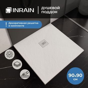 Душевой поддон IN-9090 Белый квадрат 90*90 — фото 1, Душевые поддоны из искусственного камня