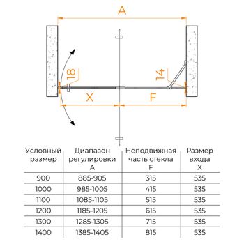 Душевая дверь 120*200 RGW HO-014-B Чёрный/Матовое/8 мм (EasyClean) — фото 3, Распашные душевые двери