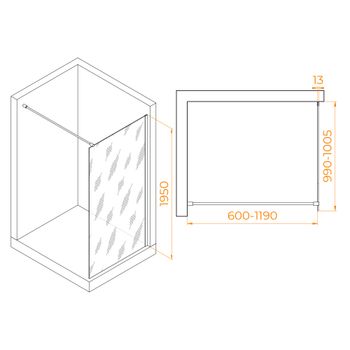 Душевая перегородка 100*195 RGW WA-010-W Белый/Прозрачное/8 мм — фото 3, Душевые перегородки