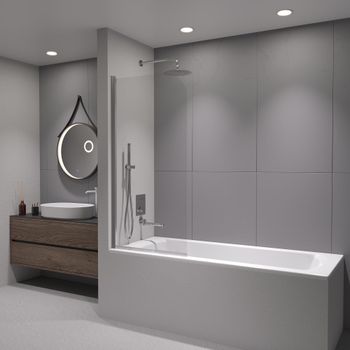 Шторка на ванну  70*140 RGW SC-109 (140) Хром/Прозрачное/6 мм — фото 1, Шторки для ванной распашные