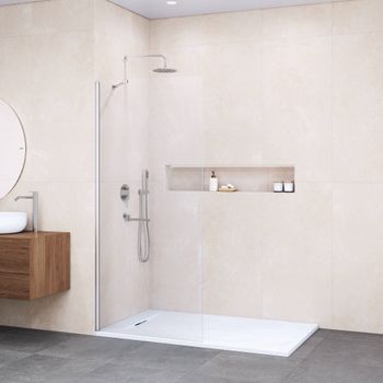 Душевая перегородка INRAIN MONT-110 / 100х195 / Хром / Прозрачное / 8 мм — фото 1, Душевые перегородки