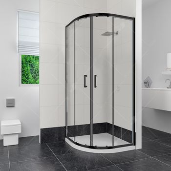 Душевой уголок  90*90*185 RGW CL-53-B Полукруг/Чёрный/Прозрачное/6 мм — фото 3, Душевые уголки четверть круга