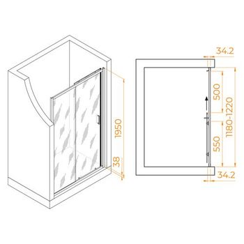 Душевая дверь 120*195 RGW PA-14 B Чёрный/Прозрачное/6 мм (EasyClean) — фото 3, Раздвижные душевые двери