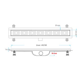 Душевой лоток прямой INRAIN HRL-10-80 800 Ø 40 мм хром — фото 4, Душевые лотки