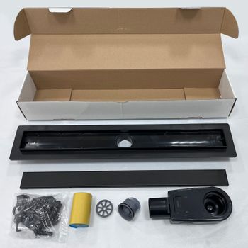 Душевой лоток Drain Leo-31-60 прямой 600 черный Ø 50 мм на ножках, сифон — фото 7, Душевые лотки