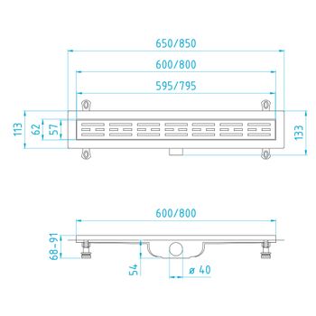 Душевой лоток прямой INRAIN HRL-10-80 800 Ø 40 мм хром — фото 5, Душевые лотки