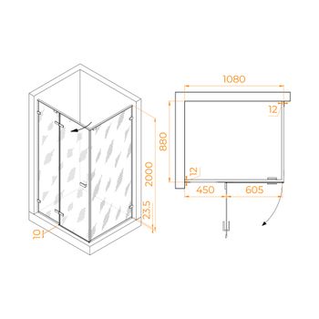 Душевой уголок 110* 90*200 RGW SV-040 Прямоуг./Хром/Прозрачное/8 мм (2 уп.) — фото 6, Прямоугольные душевые уголки
