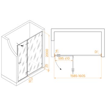 Душевая дверь 160*200 RGW SV-004-B Чёрный/Матовое/8 мм (EasyClean) — фото 2, Распашные душевые двери