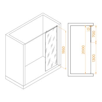 Душевая перегородка  70*195 RGW WA-034 Хром/Прозрачное/8 мм (Easy) — фото 3, Душевые перегородки