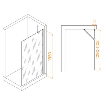 Душевая перегородка 110*195 RGW WA-102 Хром/Прозрачное/6 мм (Easy) — фото 3, Душевые перегородки