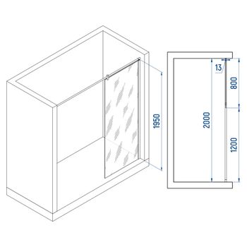 Душевая перегородка INRAIN MONT-034 /  80х195 / Хром / Прозрачное / 8 мм — фото 2, Душевые перегородки