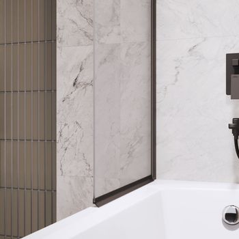 Шторка на ванну INRAIN MC-009 /  70х150 / Чёрный / Прозрачное / 6 мм — фото 4, Шторки для ванной распашные