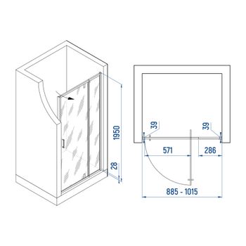Душевая дверь INRAIN VIN-008 /  90-100х195 / Чёрный / Прозрачное / 6 мм — фото 5, Распашные душевые двери