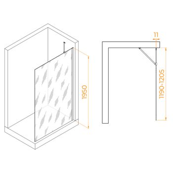 Душевая перегородка 120*195 RGW WA-102 Хром/Прозрачное/6 мм (Easy) — фото 2, Душевые перегородки