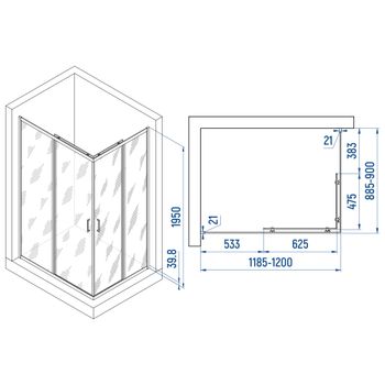 Душевой уголок INRAIN VIN-040 /  90х120х195 / Прямоуг. / Чёрный / Прозрачное / 6 мм — фото 4, Прямоугольные душевые уголки